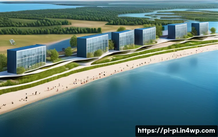 해양 도시의 기후 적응 필요성 - A modern Baltic coastal city featuring innovative flood protection technology: flexible breakwaters ...