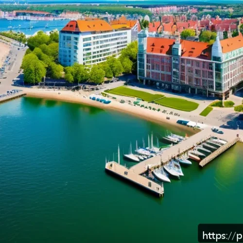 Home 32 해양 도시 건설의 투자자 및 이해관계자 분석 - A vibrant coastal cityscape of a Polish seaside town like Gdańsk or Sopot during a sunny day, showca...